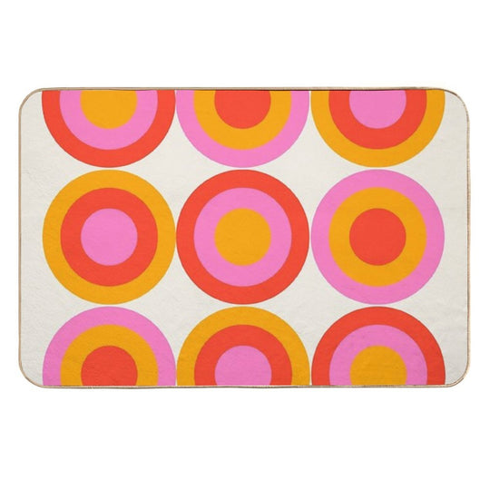 Bauhaus Circle Pattern Red Pink Orange  Easy Maintenance Bath Mat