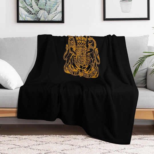 Elizabeth II Royal Coat of Arms Emblem Versatility Throw Blanket