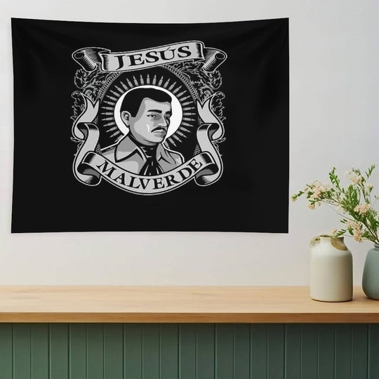Jesus Malverde Mexican Hero Angel Of The Poor Tapestry