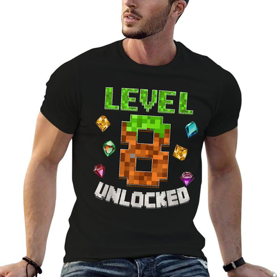 Birthday Boy Level 8 Unlocked 8th Birthday Game Pixel  Lightweight T-Shirt