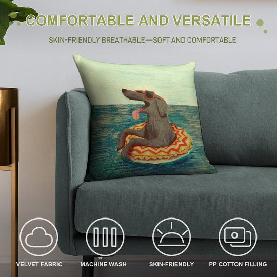 Relaxed Doggo Soft Washable Throw Pillow