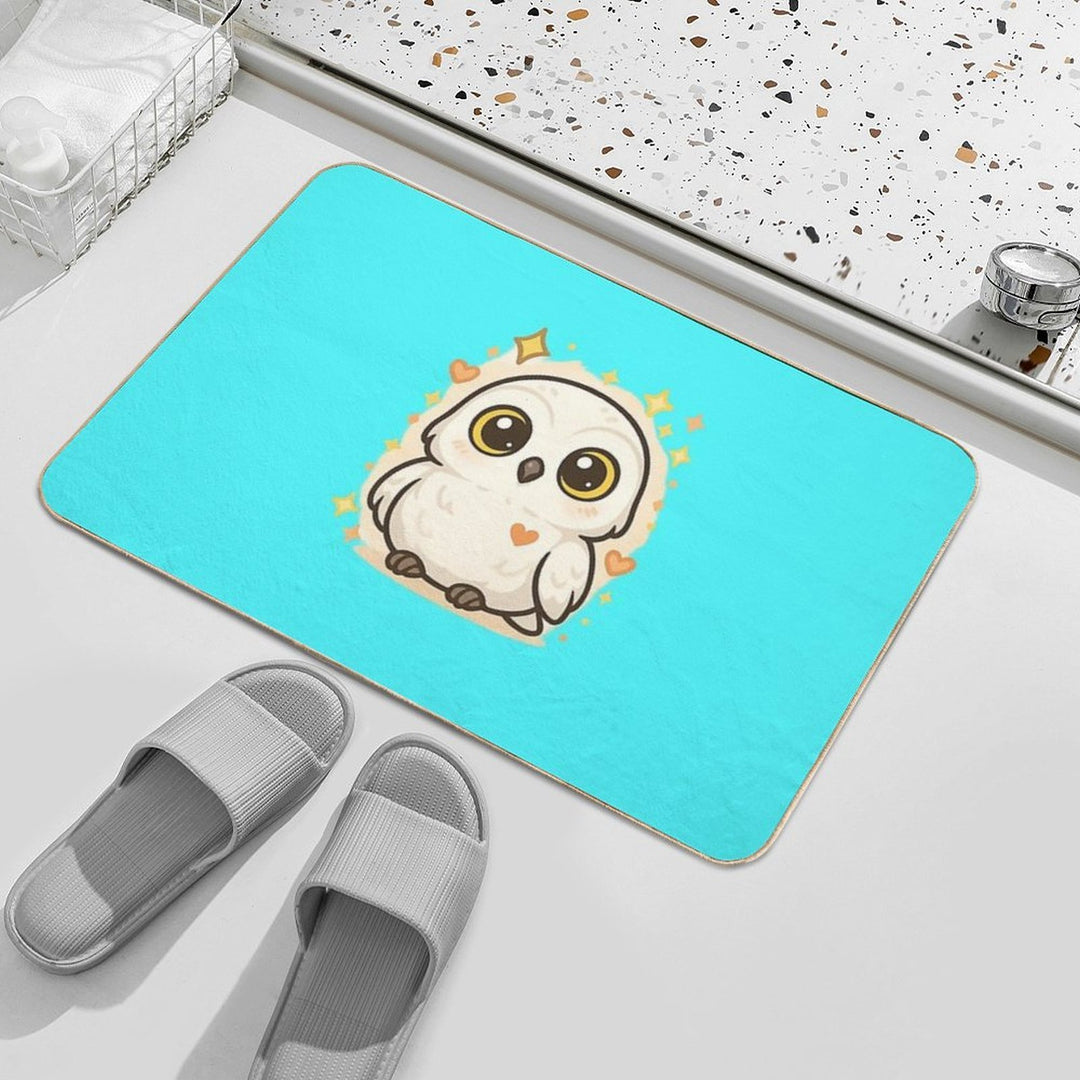 Kawaii Baby Snowy Owl – Chibi Mascot  Stain-Proof Bath Mat