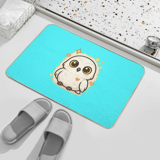 Kawaii Baby Snowy Owl – Chibi Mascot  Stain-Proof Bath Mat