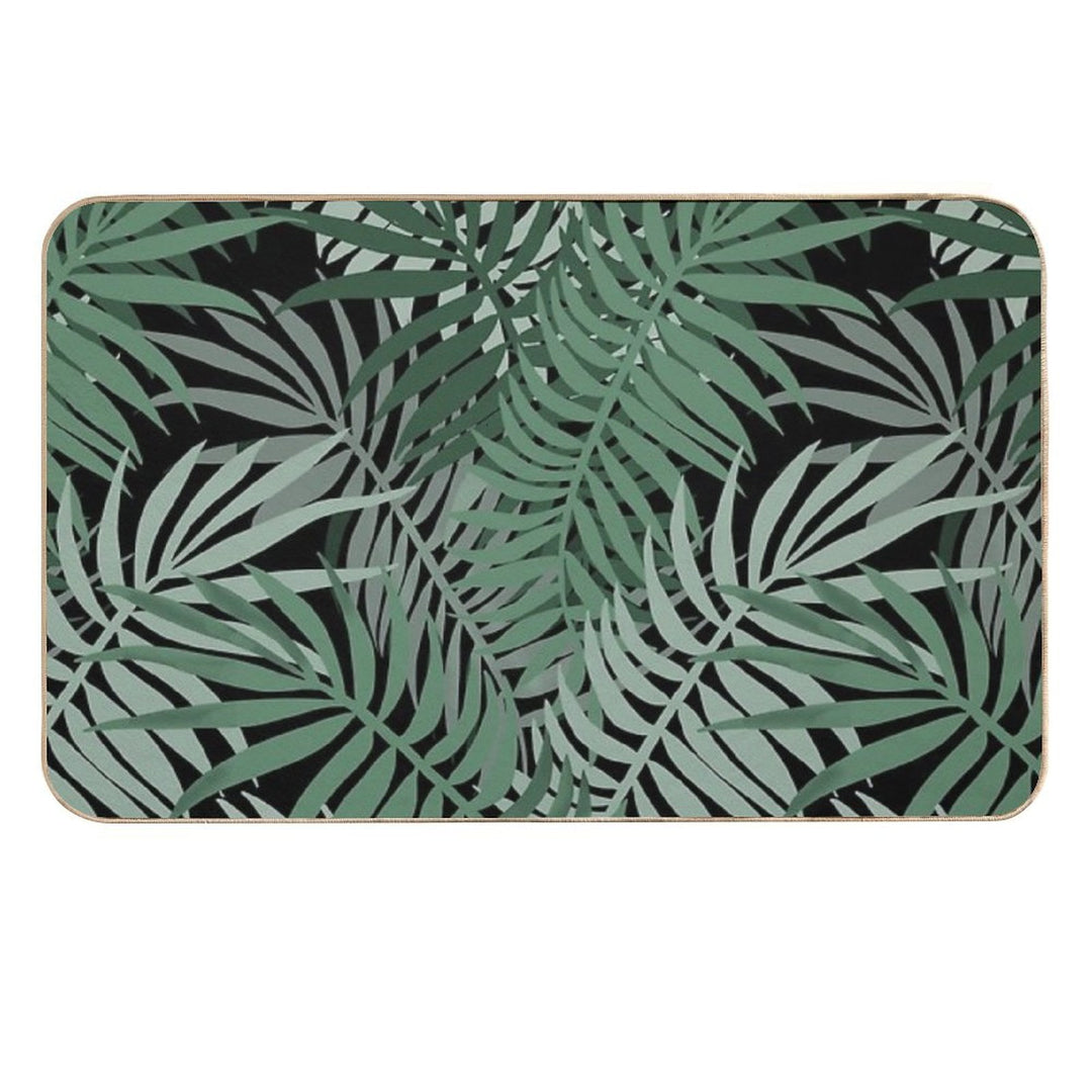 Green Palm Fronds  Easy To Clean Bath Mat