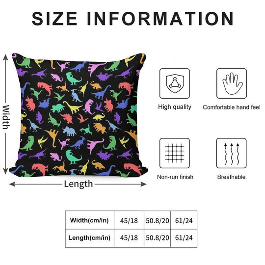 Fun Dinosaur Pattern (Black Background) Soft Home Decor Throw Pillow