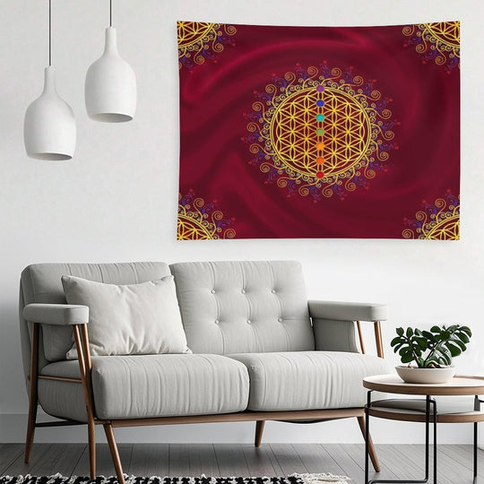 FLOWER OF LIFE, CHAKRAS, SPIRITUALITY, YOGA, ZEN, Tapestry