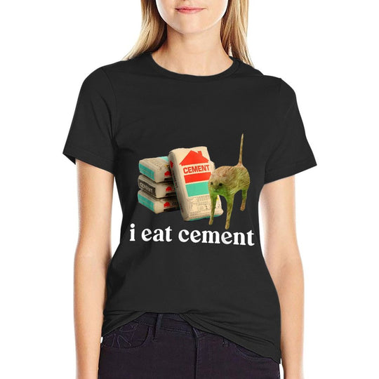 I Eat Cement Cursed Cat Funny Oddly Specific Dank Meme  Moisture-wicking T-Shirt
