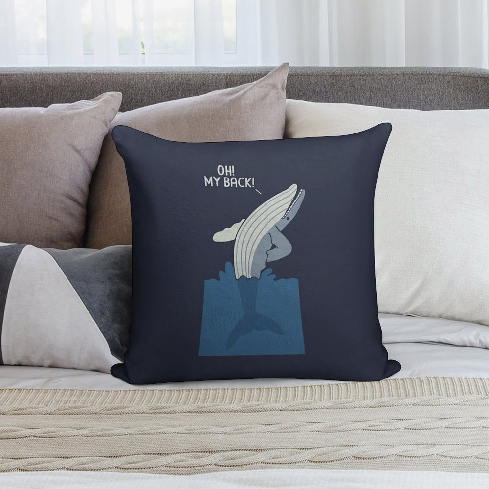 Bad Back Whale Soft Washable Throw Pillow