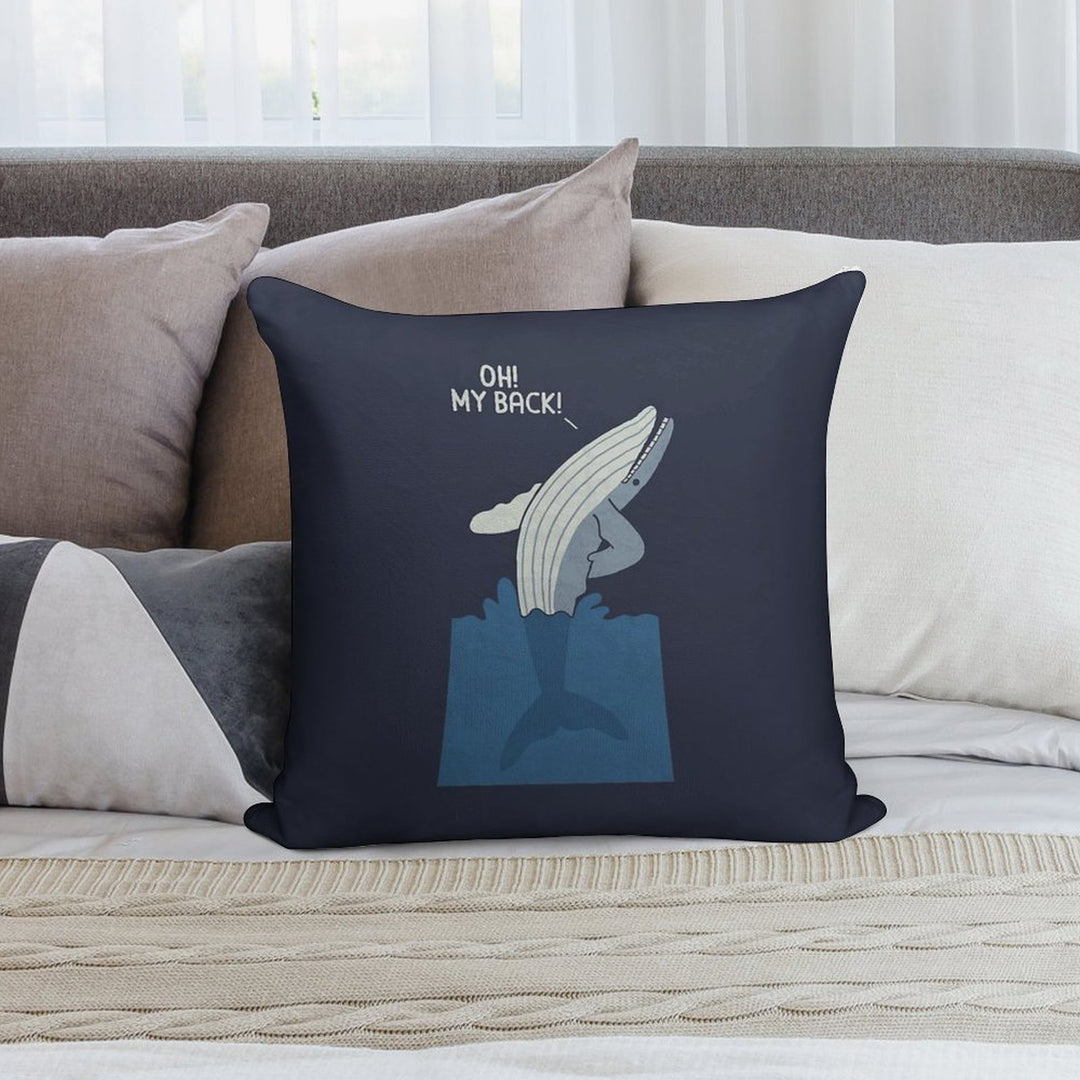 Bad Back Whale Soft Washable Throw Pillow