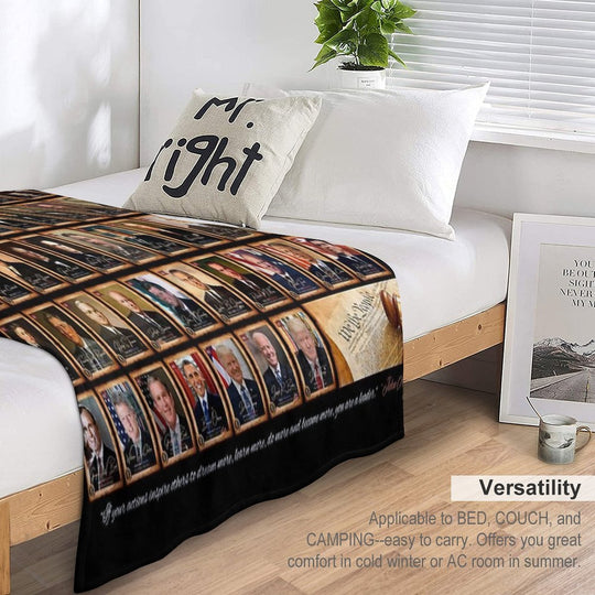 47 Presidents of The United States of America Featuring Donald Trump Black Background Travel-friendly Throw Blanket
