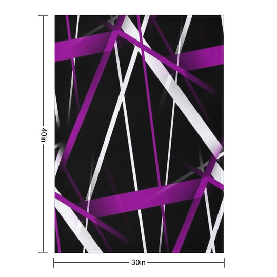 Seamless Abstract Purple And White Lines On Black Pattern All-season Throw Blanket