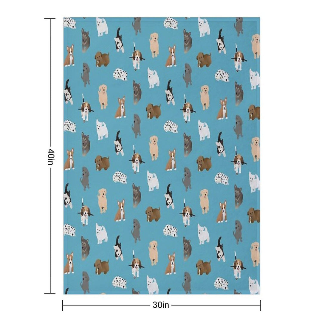 Puppies (blue) Easy Care Throw Blanket