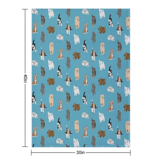 Puppies (blue) Easy Care Throw Blanket