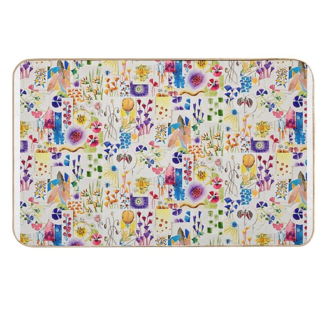 Painted Flowers Collage  Non-Slip Bath Mat