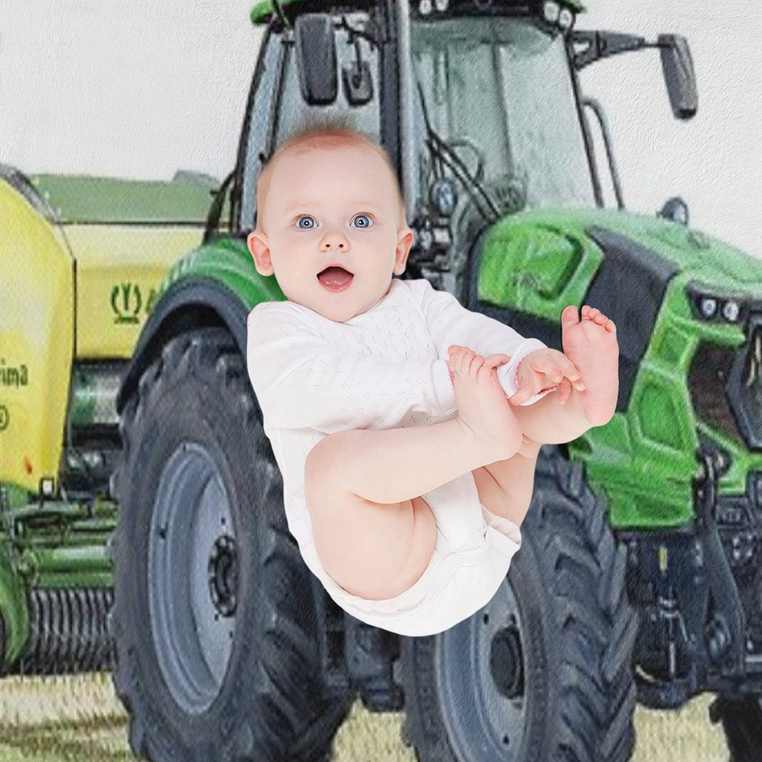 Green Tractor Painting Velvety-soft Throw Blanket