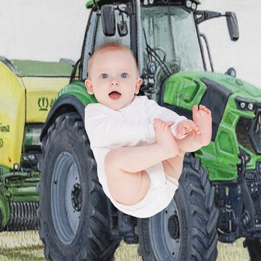 Green Tractor Painting Velvety-soft Throw Blanket