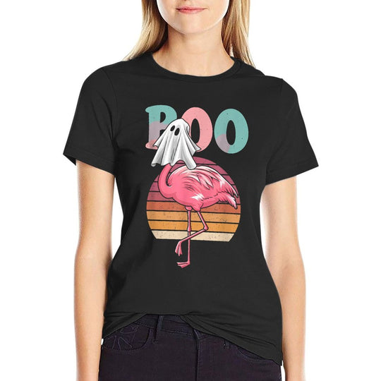 Flamingo Ghost Boo Pink Halloween Costume Flamingo Lover  Fade-proof Color T-Shirt