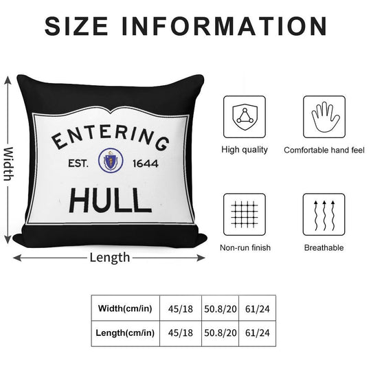 Entering Hull Massachusetts - Commonwealth of Massachusetts Road Sign Soft Decorative Cover Throw Pillow