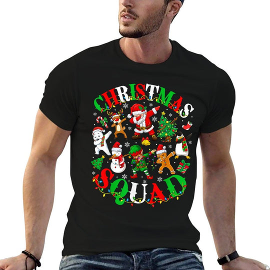 Christmas Squad Santa Dabbing Elf Family Matching Pajamas  Oversized Silhouette T-Shirt