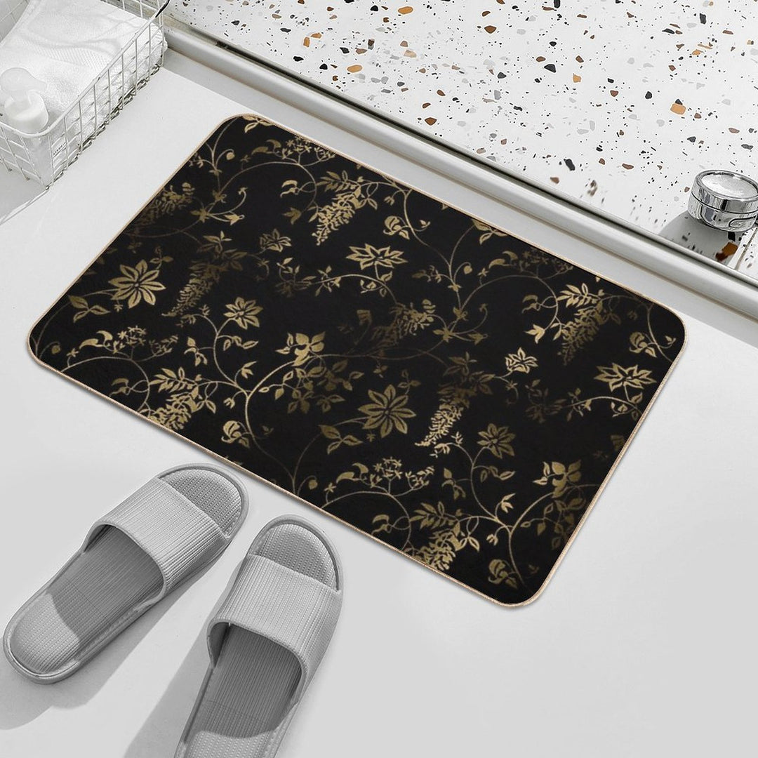 Black Gold Roses Flowers  Dirt-Trapping Bath Mat