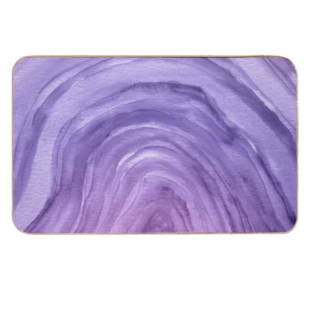 Lavender Purple Watercolor Ombre Agate Pattern  Fade-Resistant Bath Mat