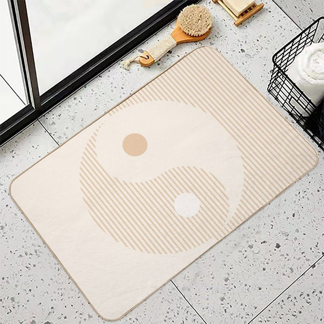 Geometric Lines Ying And Yang II in Beige Shades  Non-Slip Bath Mat