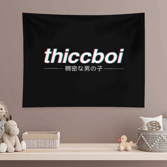Aesthetic Japanese Thicc Boi Logo Tapestry