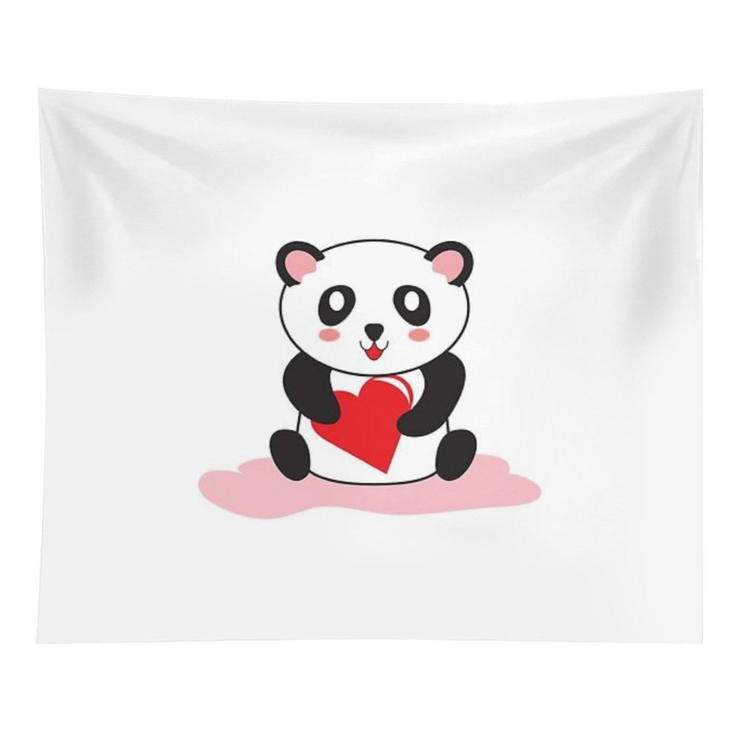 Cute Panda Holding A Heart Sticker Tapestry
