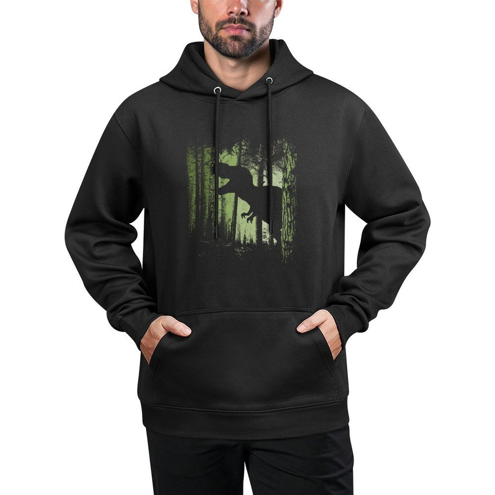 T-Rex Shadow in Twilight Forest Tyrannosaurus Silhouette Relaxed Fit Hoodie
