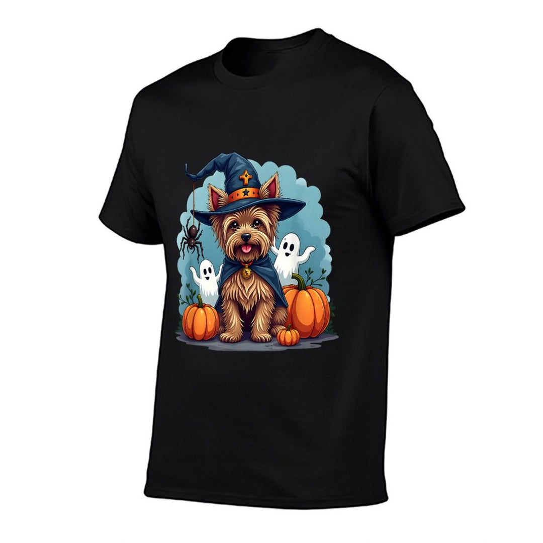 Yorkie, Halloween, Yorkshire Terrier, Witchs Hat  Trendy Pattern T-Shirt