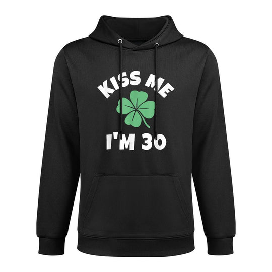 Kiss Me I'm 30 St. Patrick's Day Irish Funny 30th Birthday Kangaroo Pocket Hoodie