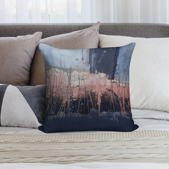 Pink Navy Abstract Soft Fade-Resistant Throw Pillow