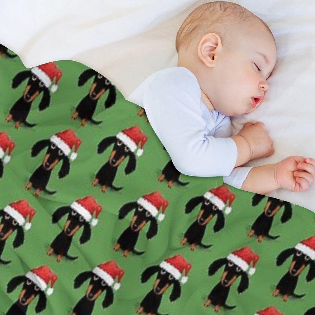 Santa Dachshund  Funny Wiener Dog Christmas Shrink-resistant Throw Blanket