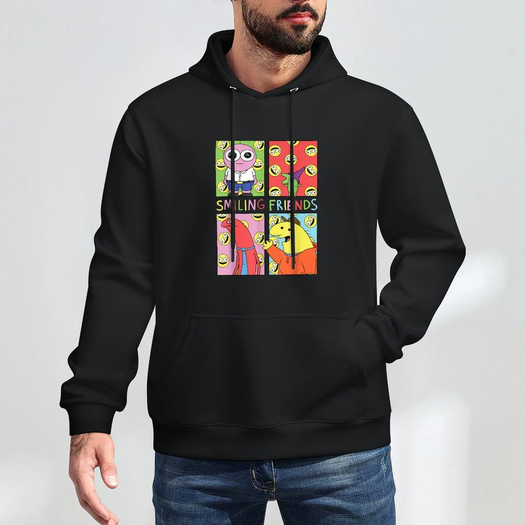 Smiling Friends Pop Art Character Grid Funny Cartoon Durable Construction Hoodie