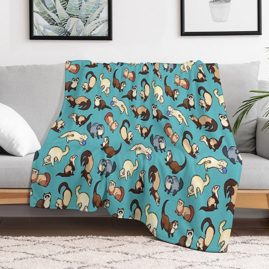 Cat Snakes in Blue Sustainable Throw Blanket