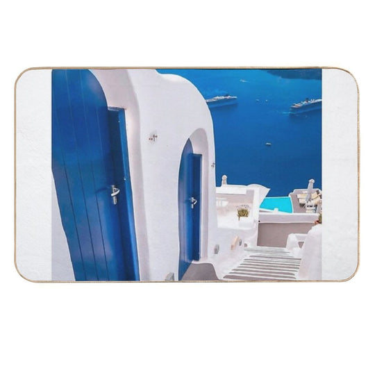 Santorini Oia Greece , Path to Paradise  Pet-Safe Bath Mat