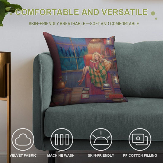 Home Reader Soft Hidden Zipper Throw Pillow