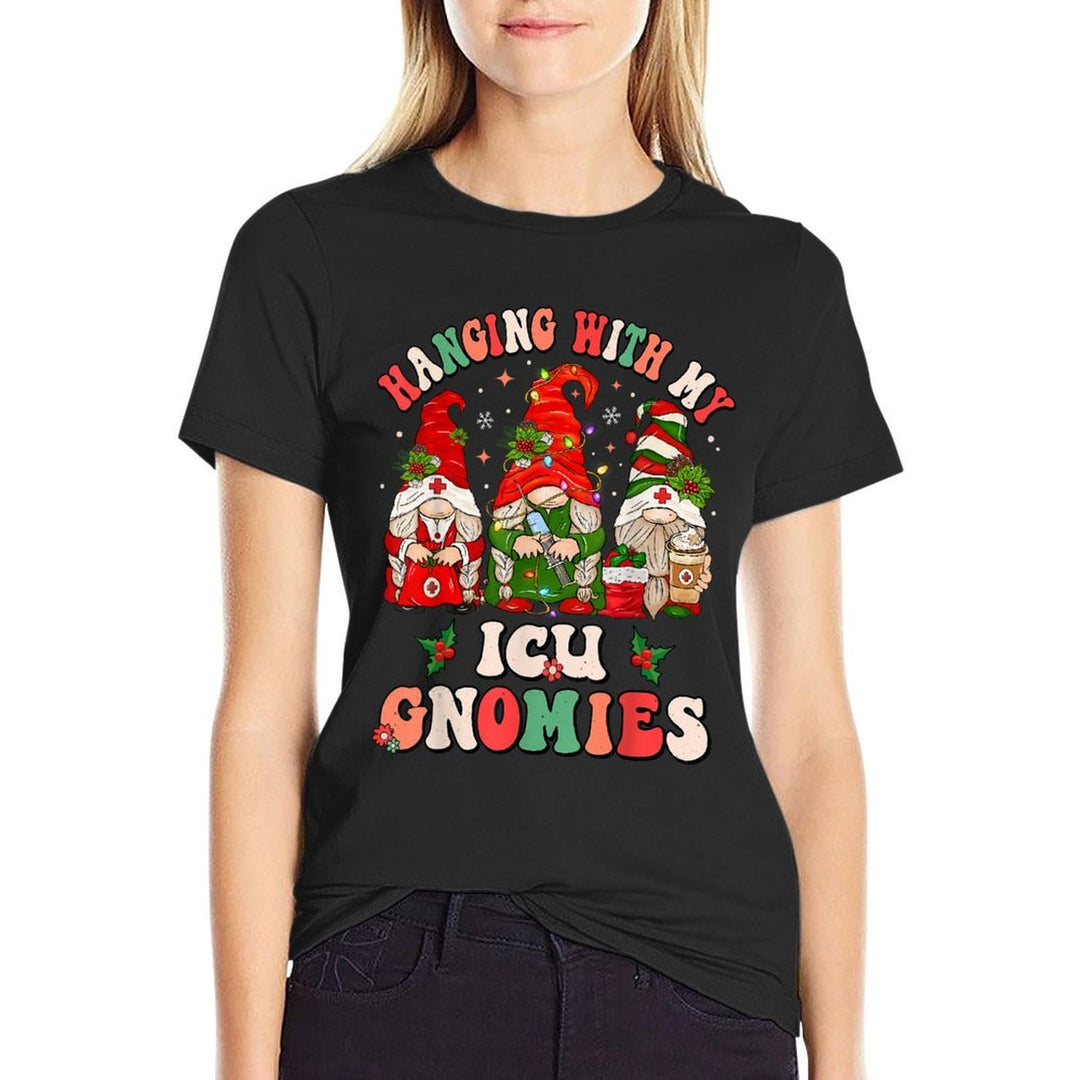 Hanging With My ICU Gnomies Christmas Critical Care Nurse  Durable T-Shirt