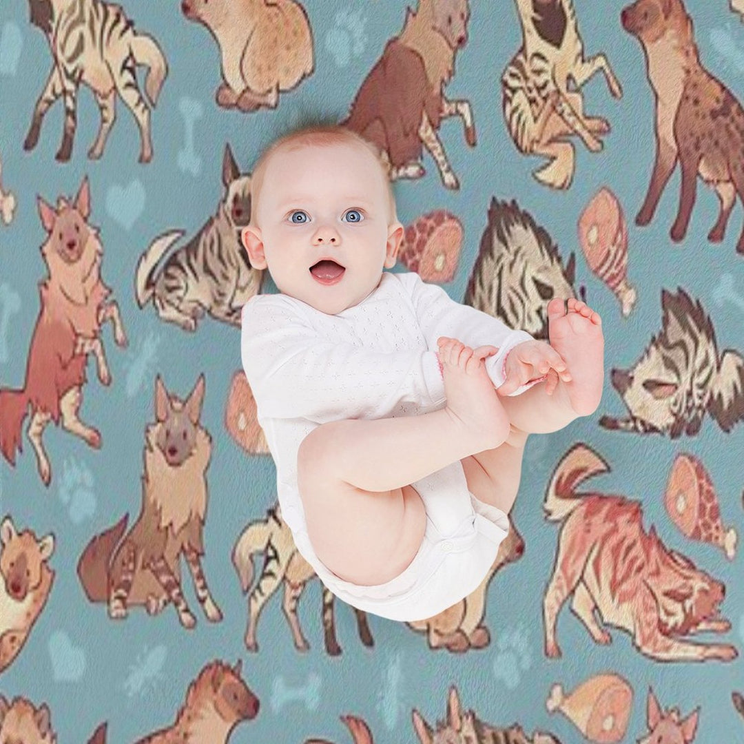 Hyenas in Cerulean Lightweight Throw Blanket