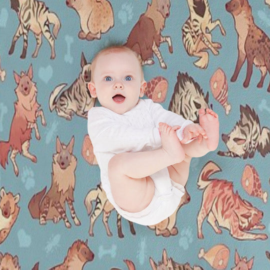 Hyenas in Cerulean Lightweight Throw Blanket
