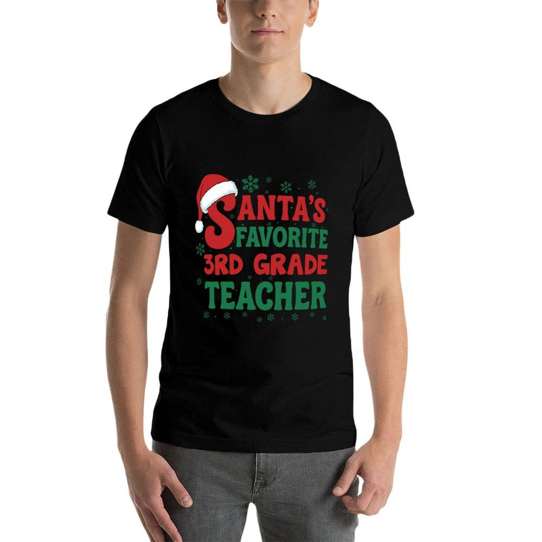 Santas Favorite 3rd Grade Teacher Christmas Holiday Pajama  Graphic-printed T-Shirt