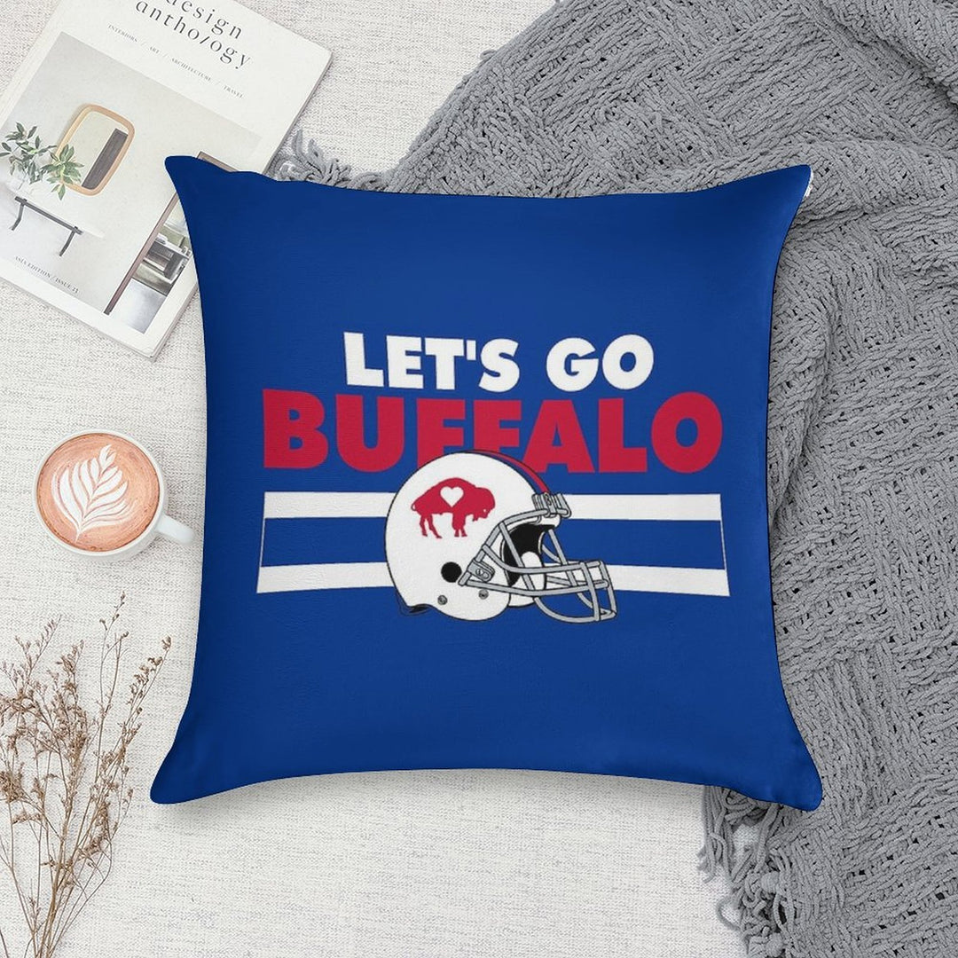 Let's Go Buffalove Soft Reinforced Edging Throw Pillow
