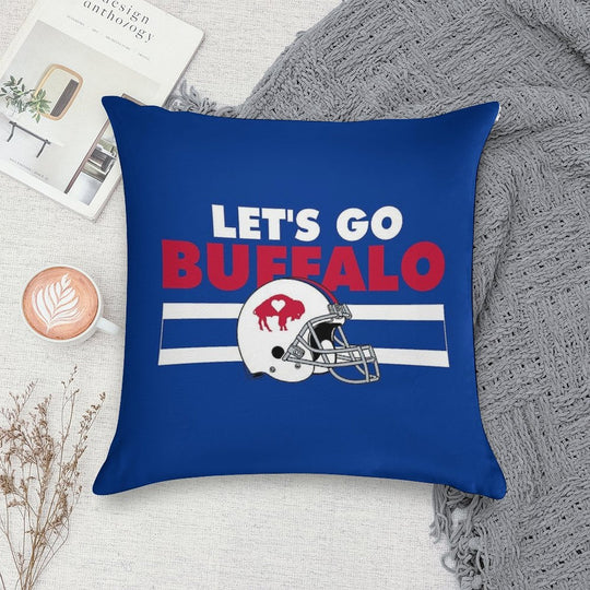 Let's Go Buffalove Soft Reinforced Edging Throw Pillow