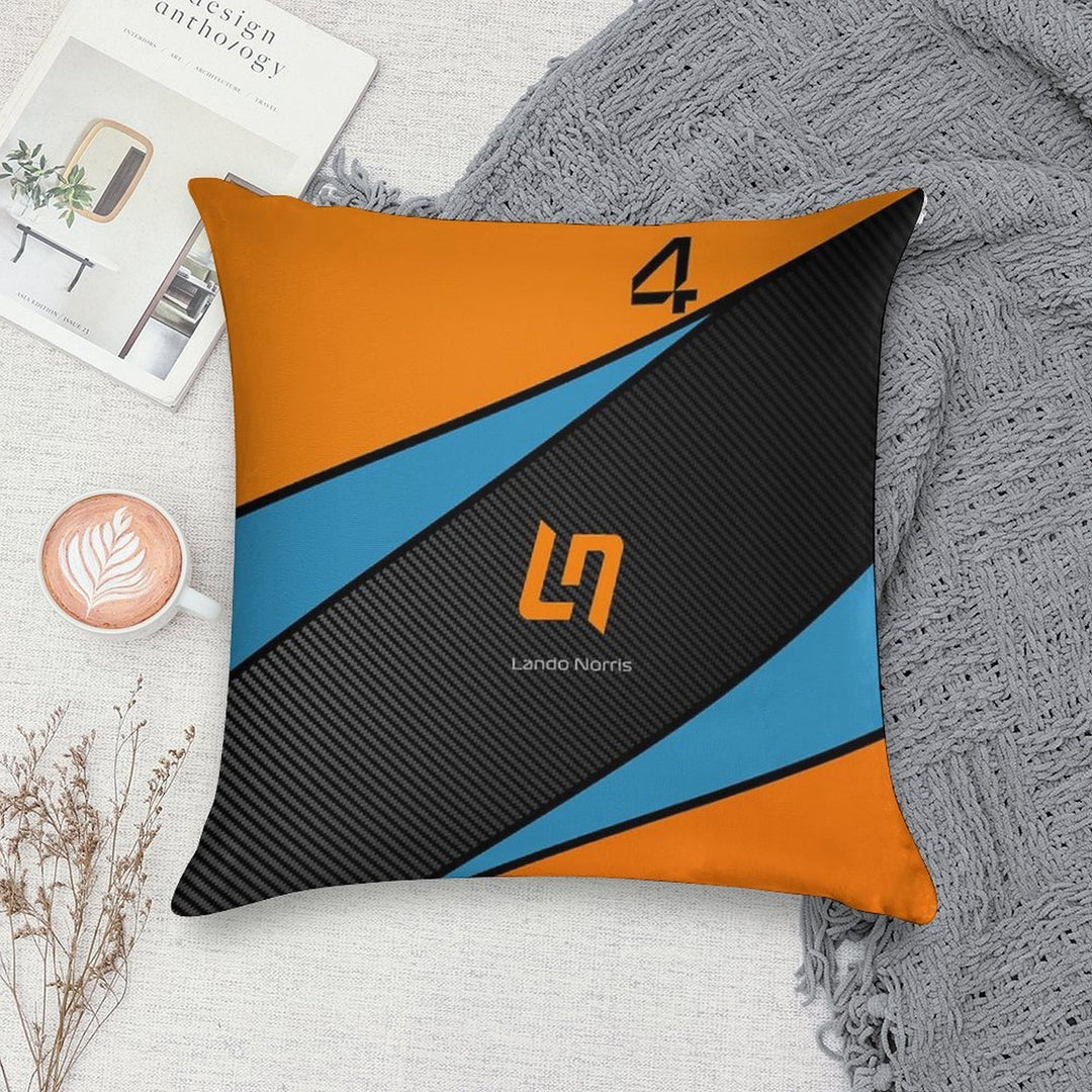 F1 2025 Lando Norris Carbon Fibre Black, Blue And Orange Soft Multiple Sizes Throw Pillow