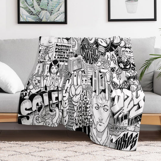 DzyMess No.9 Death & Taxes Sustainable Throw Blanket