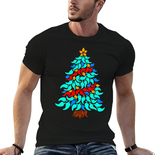 Chili Pepper Christmas Tree Funny Hot Spicy Sauce Salsa Fan  Tagless Design T-Shirt