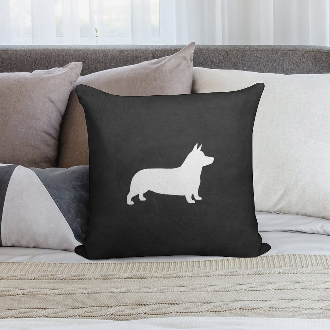 Pembroke Welsh Corgi Silhouette (White) Soft Reinforced Edging Throw Pillow