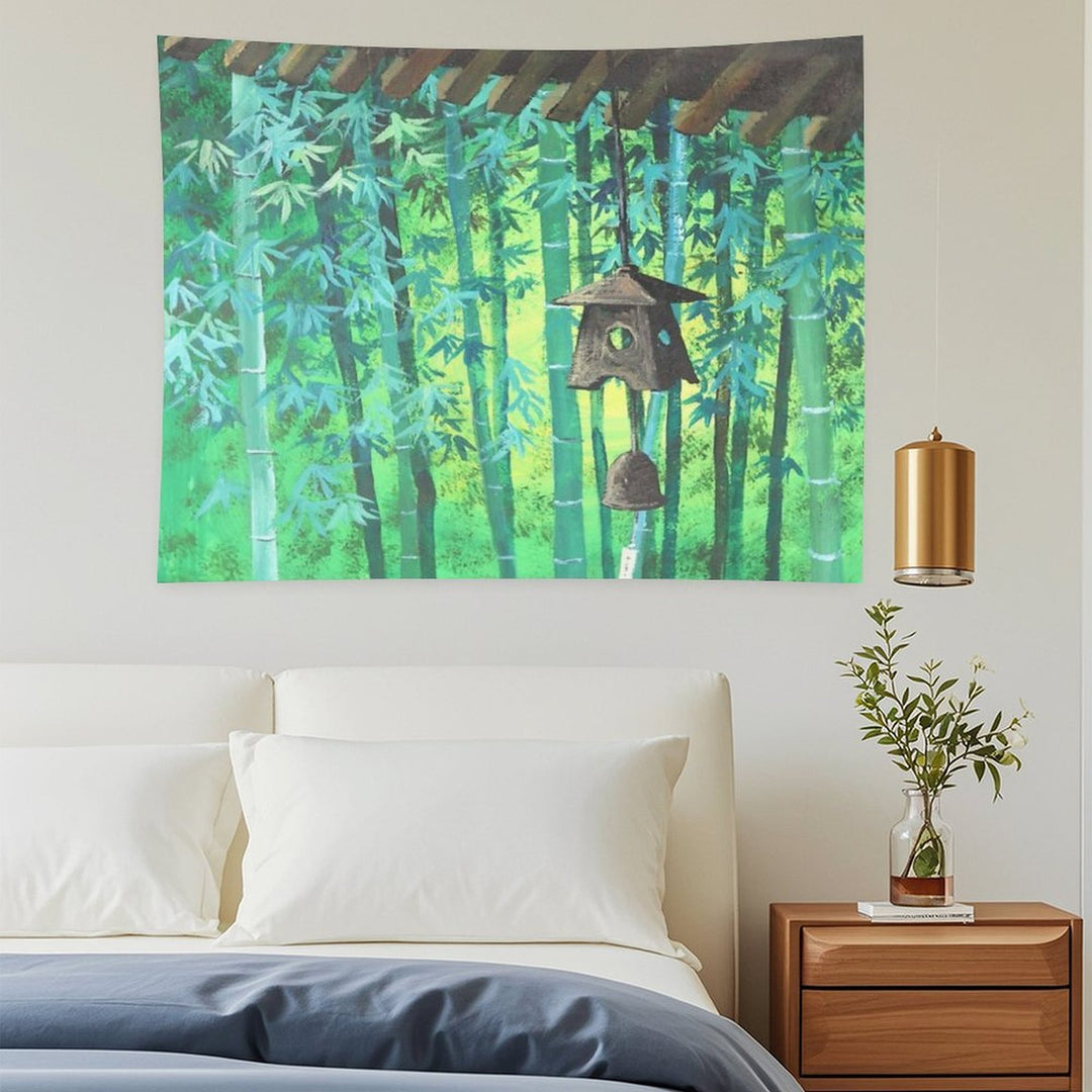 Summer Meditation Zen Japanese Garden Wind Chimes Bamboo Tapestry