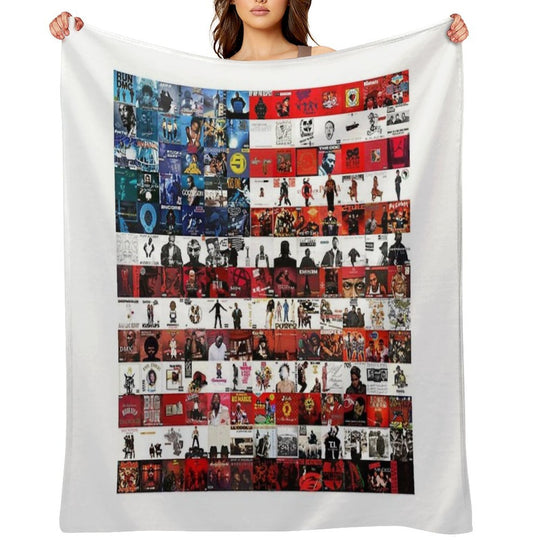Hip Hop Album Cover Collage Flag Velvety-soft Throw Blanket