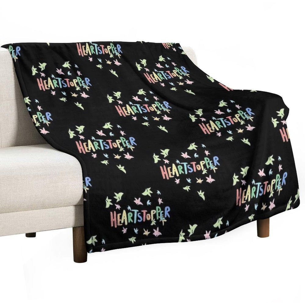Heartstopper Heart of Leaves (Black Background) Multi-functional Throw Blanket